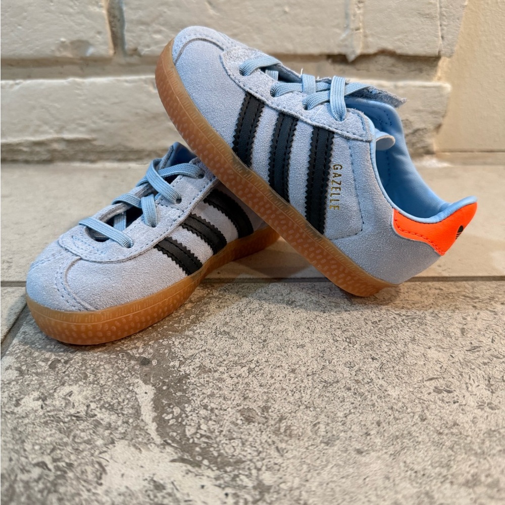 Adidas Gazelle Light Blue Sneakers with Black Stripes